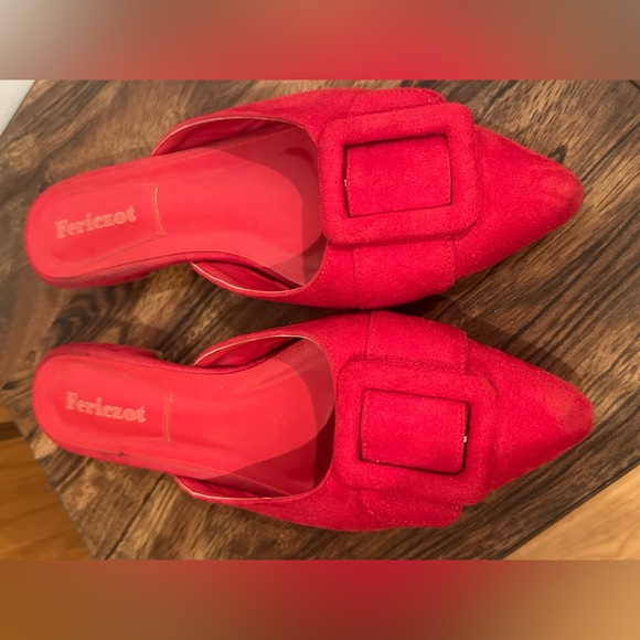 Fericzot Slingback Buckle Flat Pointed Toe Backless Mule Slides Loafers Suede 11 - Picture 2 of 7